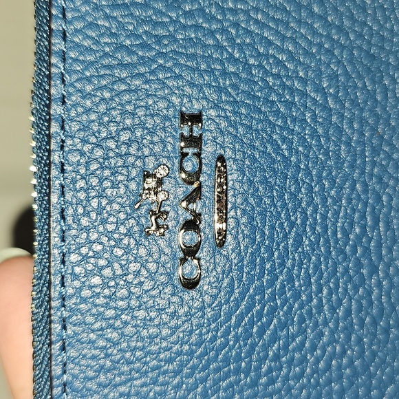 Coach Blue Wristlet with Shearling Trim - Picture 3 of 13